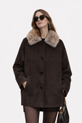 Abrigo Lana Cuello Efecto Pelo