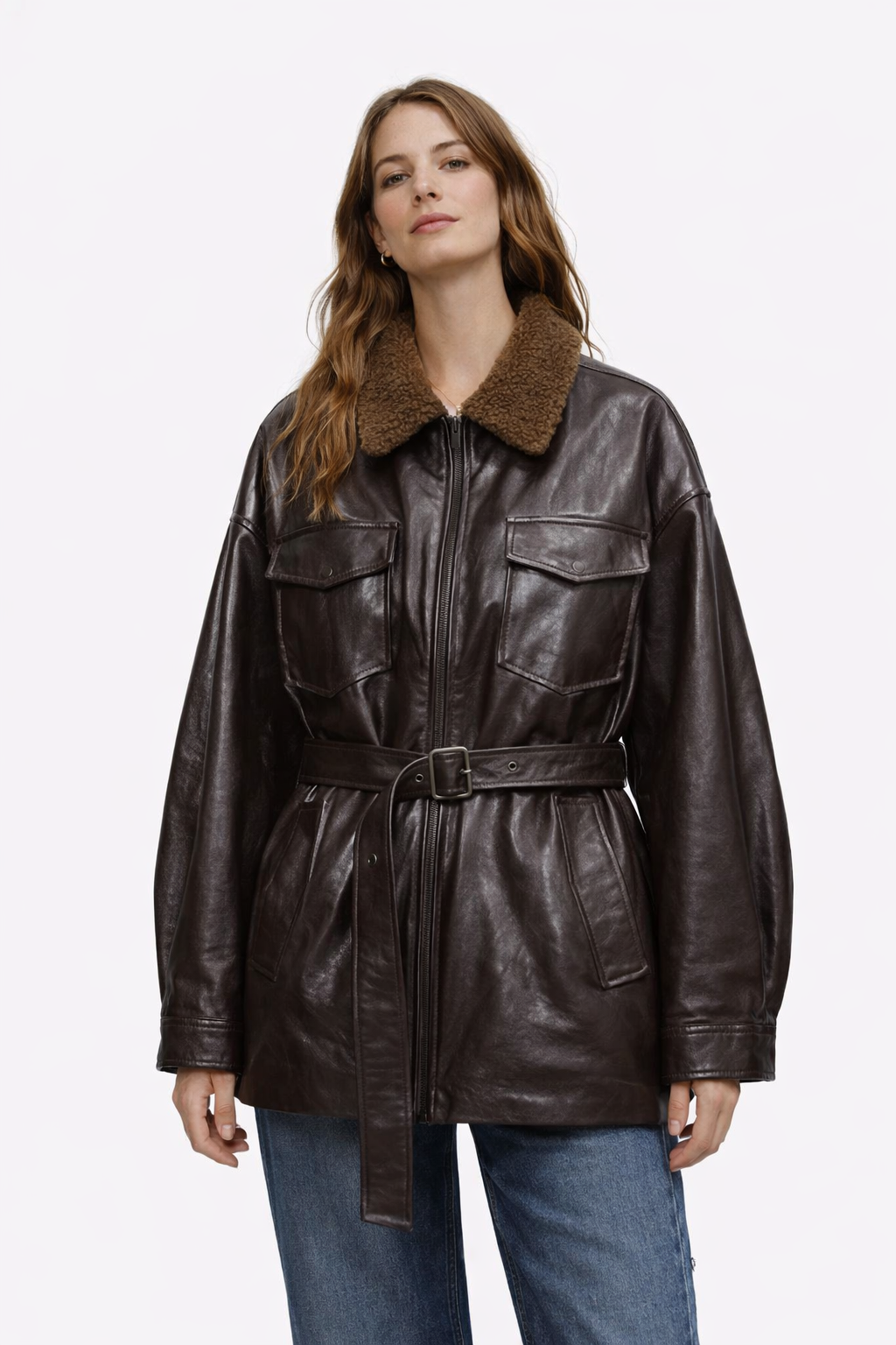 Chaqueta Cuero Multibolsillo