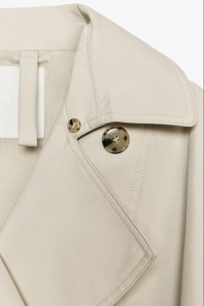 Trench Cuello Solapa Efecto Pelo