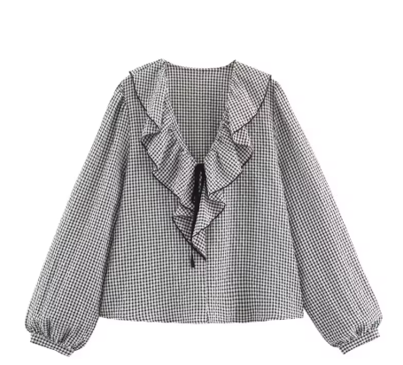 Blusa Volantes Cuadros