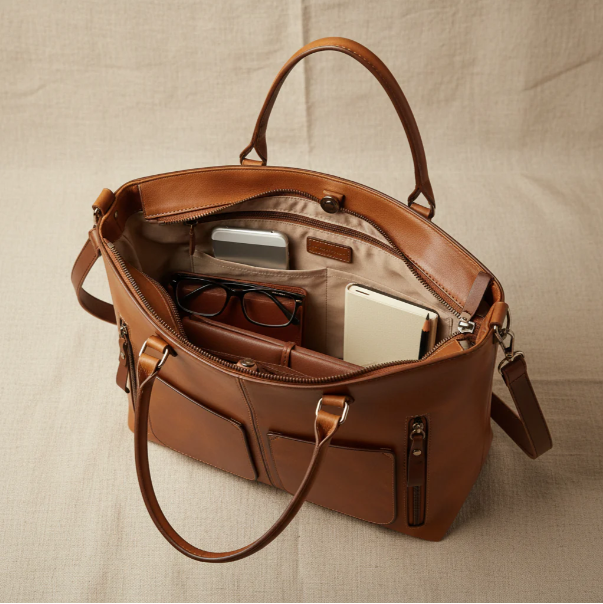 Bolso Doble Bolsillo Piel