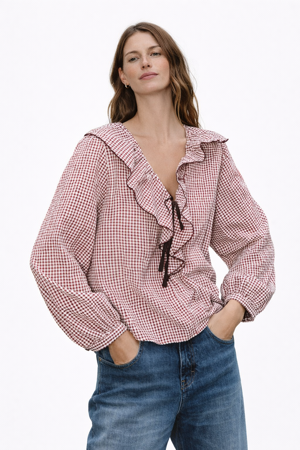 Blusa Volantes Cuadros