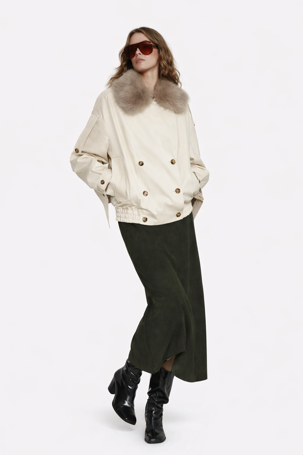 Trench Cuello Solapa Efecto Pelo