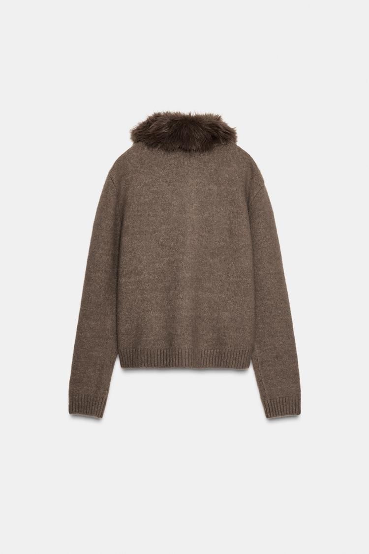 Chaqueta Punto Solapa Efecto Pelo